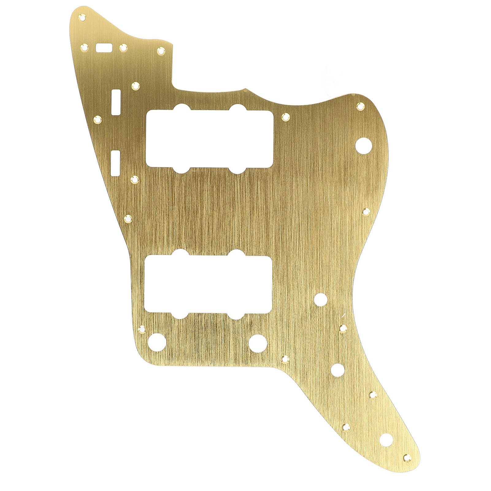 

13-Hole Electric Guitar Pickguard with Scratch Plate, for Jazzmaster, Squier, and Classic Vibe Guitars, Vintage Style with Aluminum Alloy Shell (Gold)