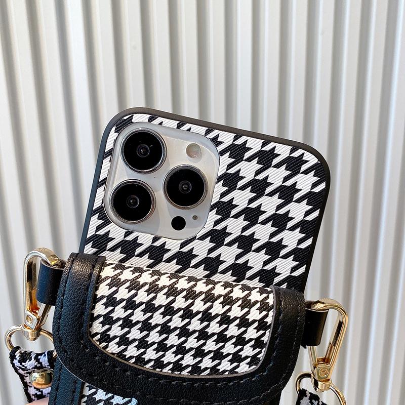 Luxury Houndstooth Card Bag Pu Leather Phone Case For Samsung Galaxy S22 Ultra S21 Plus S20 Fe A32 A22 A52 A12 A72 A53 A13 A33