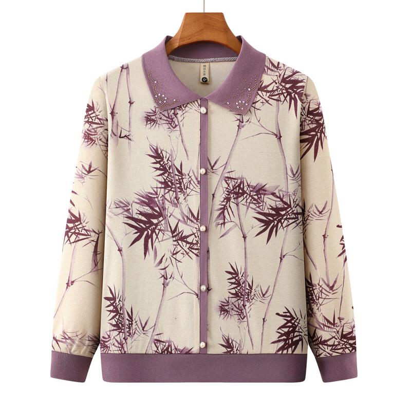 ROMON Women's Autumn Floral Print Lapel Shirt