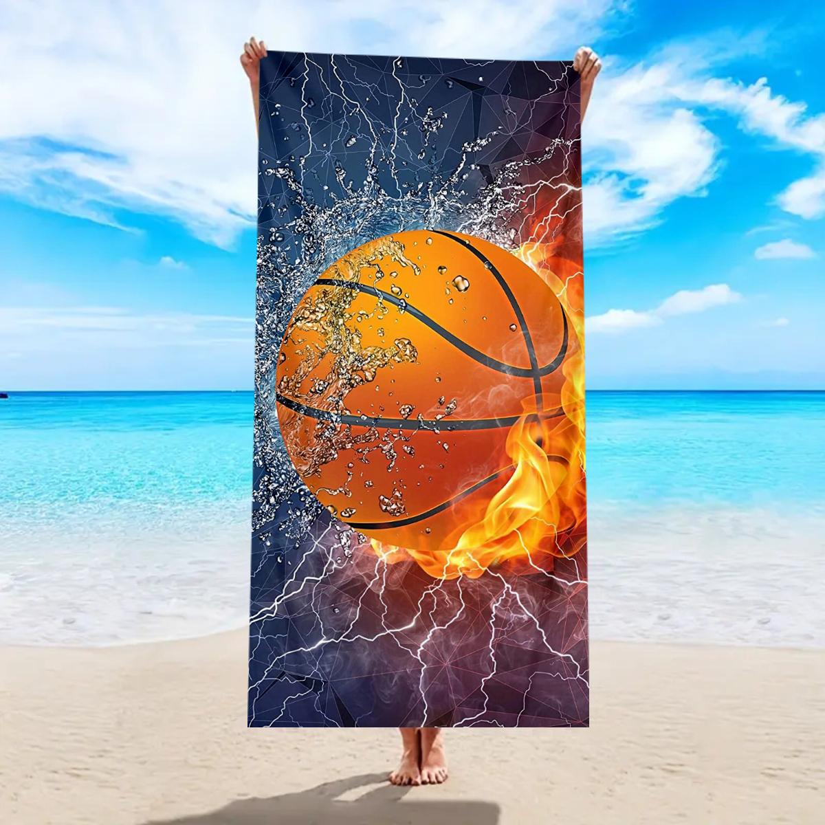 

1pc Football and basketball printed beach towels, multi-functional beach towels for sports swimming, yoga, and camping W30*H60(CM)