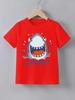 Big Mouth Shark Cartoon Print T Shirt Family Matching Outfit Boys Girls Kids Short Sleeve Sea Creature Children Daily Tees