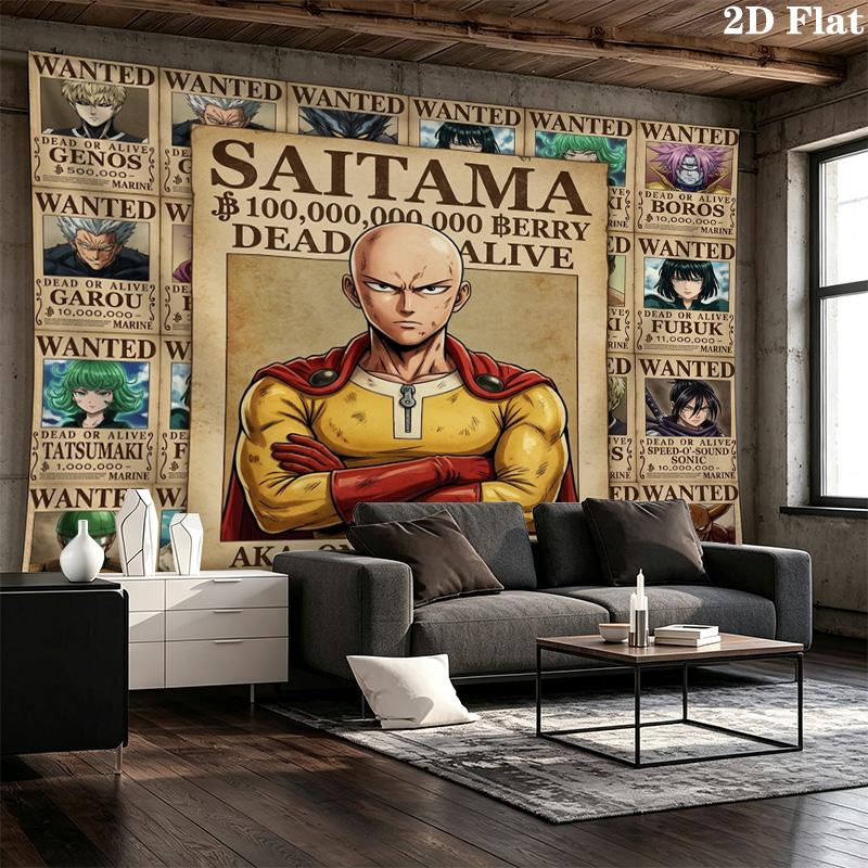 Onepunch Man Wall Tapestry Aesthetic Wall Hanging Printed Fabric Blanket Decorative Tapestries For Bedroom Living Room Home Decor