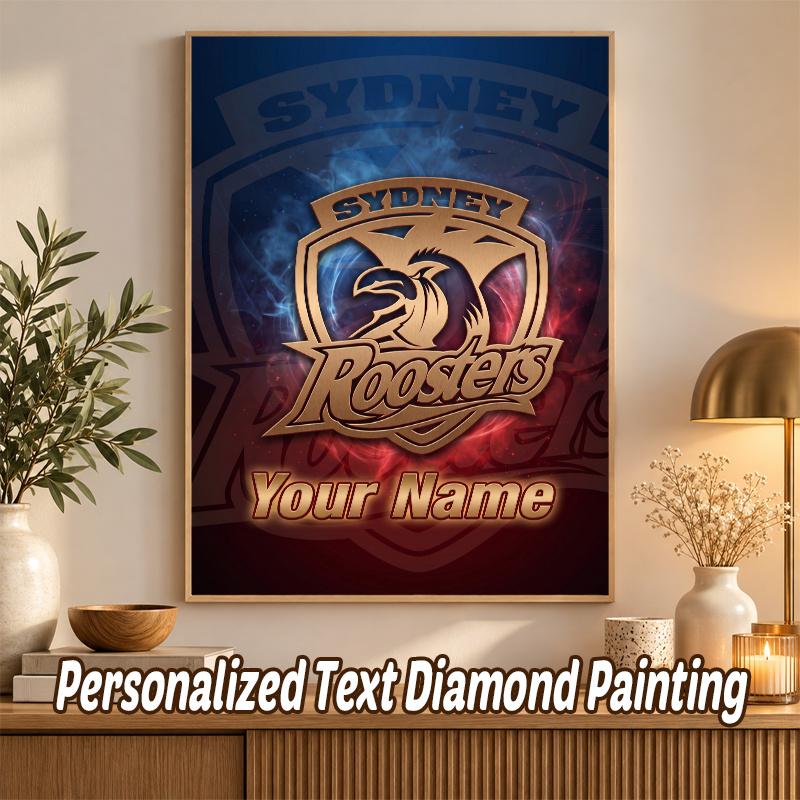 Sydney Roosters Custom Name Text 5D Diamond Painting Kit DIY Full Drill Diamond Art Decoration