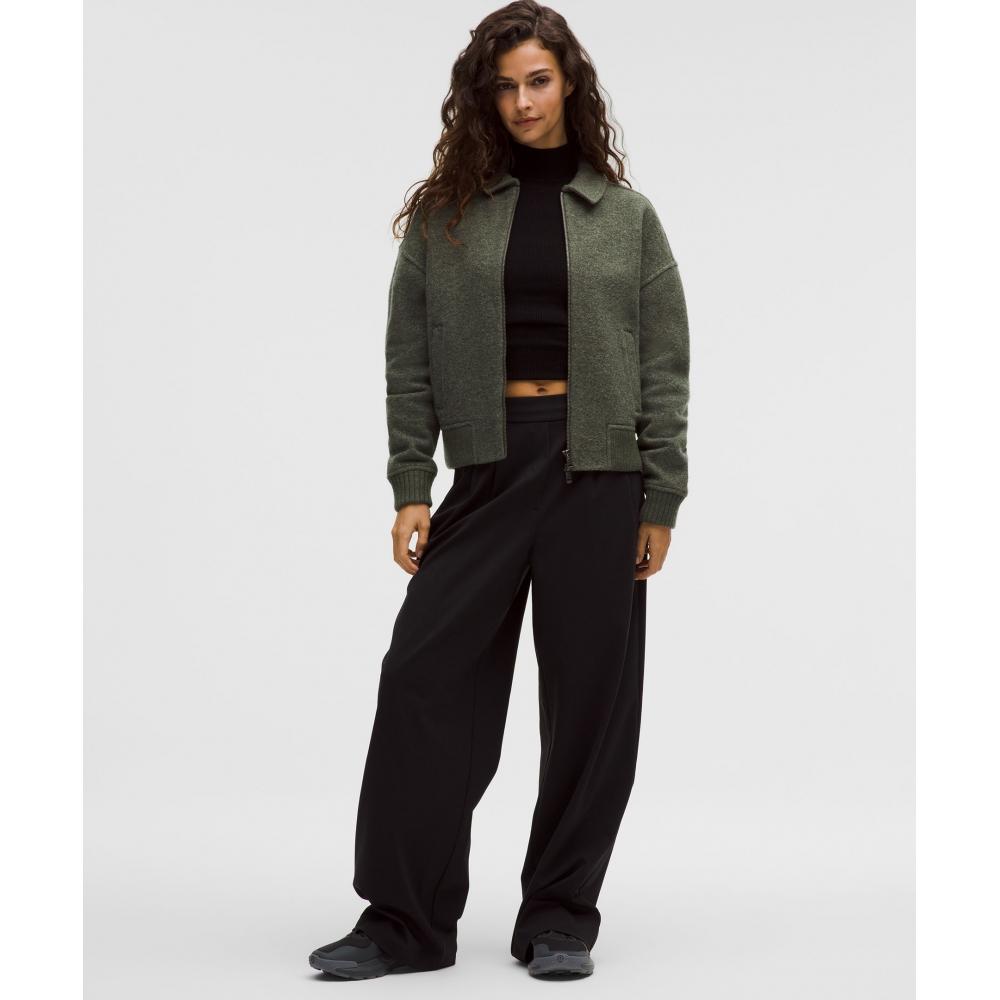 Lululemon Wool Blend Collared Jacket Heathered Olive Brown