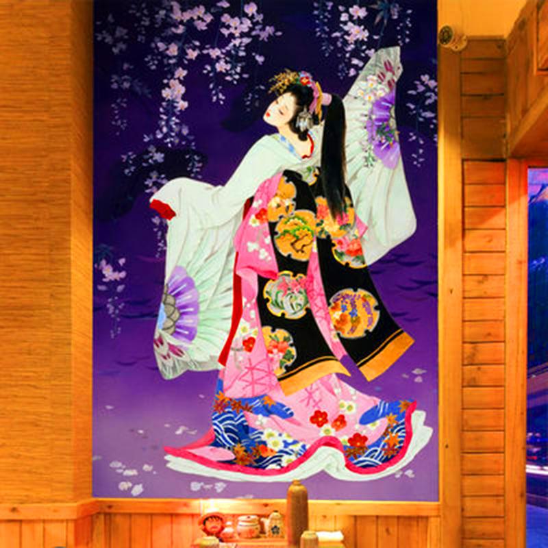 Boho cloth beautiful woman decoration mandala wall hanging japanese lace curtain tapestry print geisha