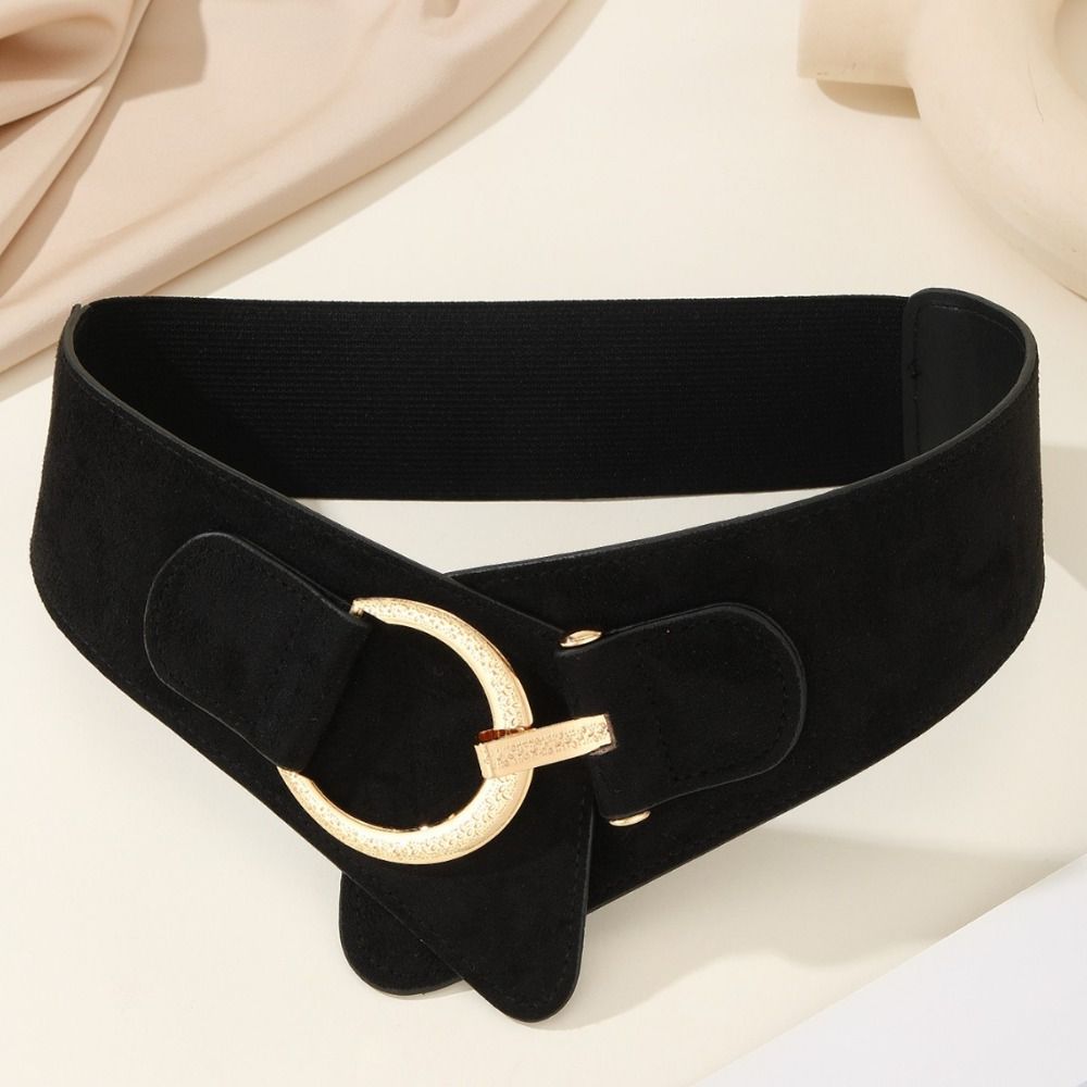 Adjustable Pu Leather Corset Spicy Girl Wide Waistband Retro Suede Belt  Dress