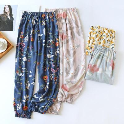 Women's Summer Rayon Sleep Pants - Thin Cotton Gauze, Cuffed, Mosquito-Proof, Multi-Color Beach & Air Conditioning Pants