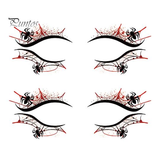 Cosmetic Transfers for Adults 2 Pairs Halloween Eye Tattoo Stickers, Waterproof Temporary Face Decals with Ghostly Decorations Pumpkin Bat Spider Web,