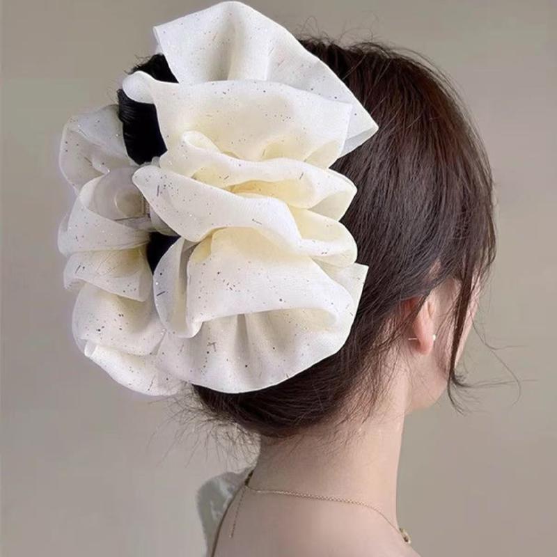 

13cm Elegant Temperament Sequin Bubble Mesh Hair Clip for Womna High Ponytail Shark Clip Fashion Girl Back Head Hair Clamp Grab