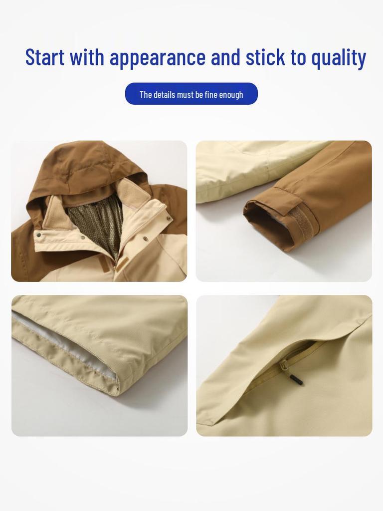 Custom Autumn/Winter Three-in-One Graphene Self-Heating Windbreaker with Embroidery