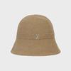 Studded Logo Summer Knit Bucket Hat Beige
