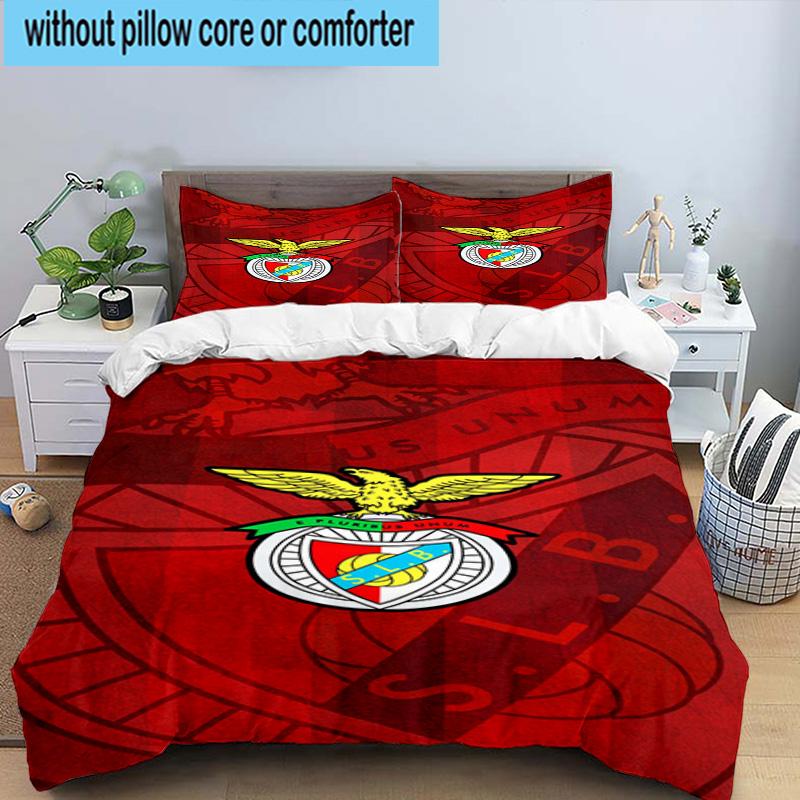 Set Biancheria da Letto Stampato 3 Pezzi Club di Calcio Benfica Chiusura Copripiumino Include 1 Copripiumino & 2 Federe Set Biancheria da Letto Decorazioni per la Casa Regali