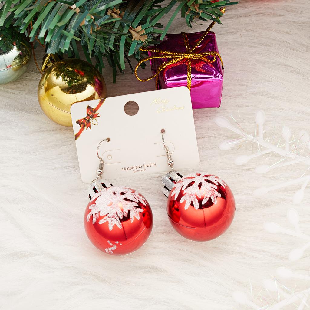 Christmas Hollow Xmas Tree Bells Round Ball Earrings For Women Snowflake Stars Sequins Bulb Tassel Earring Girl Festival Jewelry