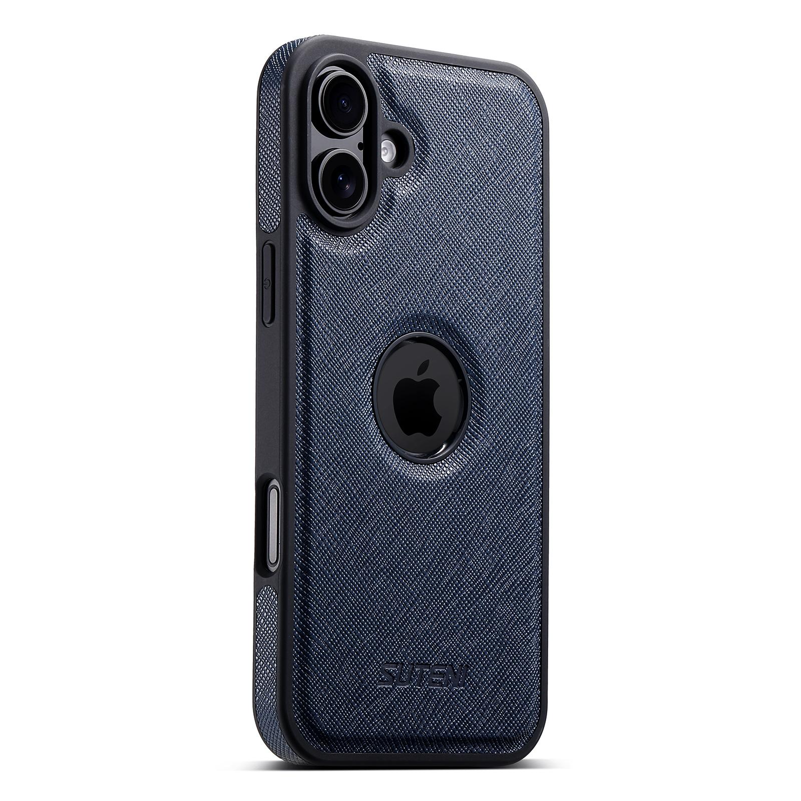 

Чехол SUTENI G1 для iPhone 16 Plus, совместимый с MagSafe, кожа с текстурой крест + ТПУ, чехол для телефона C