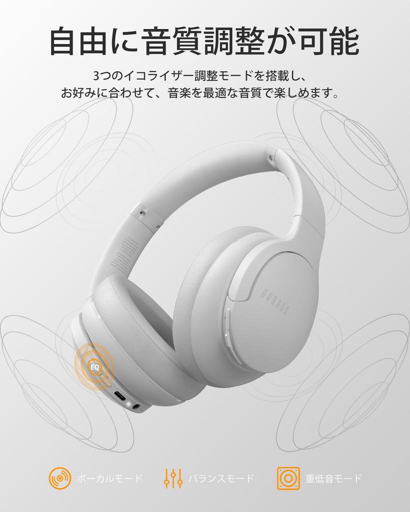 DOQAUS LIFE4 Wireless Bluetooth Up to 90 Hours of Continuous 3 EQ AAC Wired and Wireless Design for Comfort Headphones, 5.3, Playback, Modes,