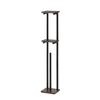 Sunny Point Freestanding Toilet Paper Stand with Wooden Shelf, Slim, Smartphone Holder, and Tissue Holder for Gap Storage (Black, 2 Tiers)