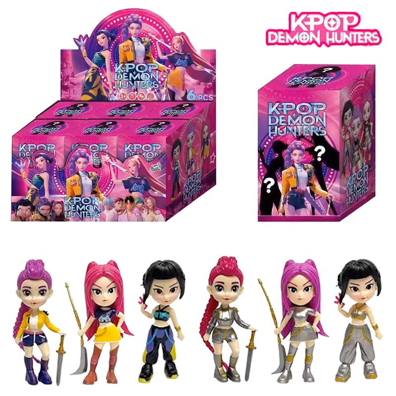 6pcs Kpop Demon Hunters Figure Toy Cartoon Rumi/Mira/Zoey Action Figure PVC Desktop Decoration Model Doll Toy Fans Gift