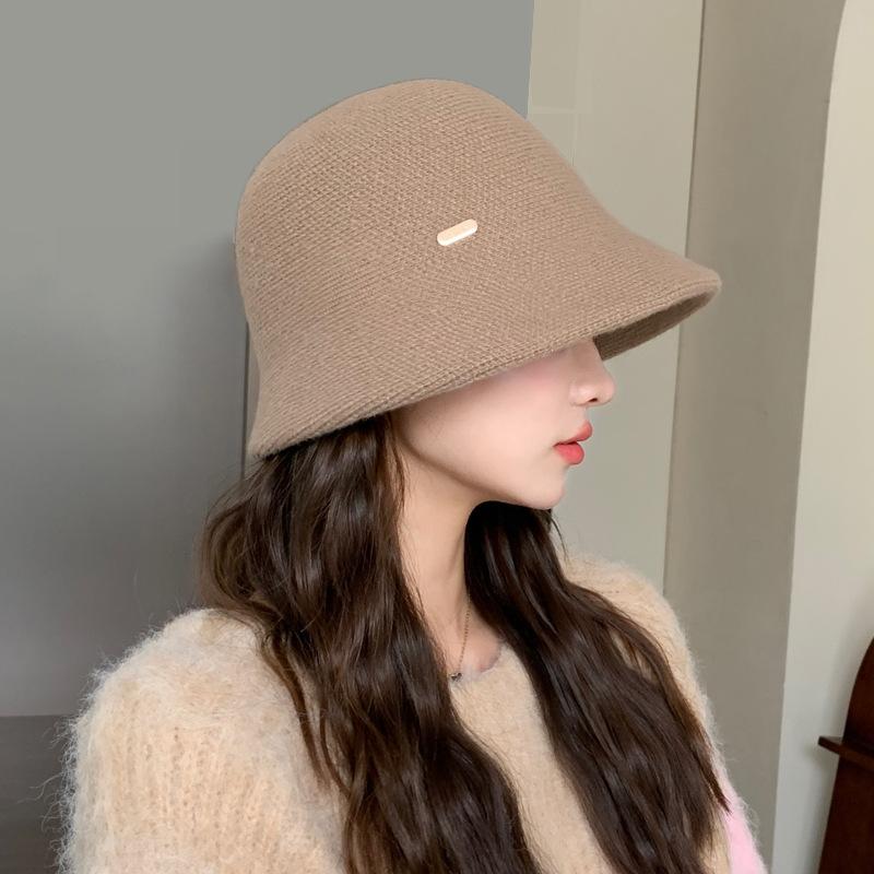Autumn And Winter Bucket Hat Women'S Solid Color Small Brim Basin Hat Fashionable White Outdoor Warm Cold Show Face Small Bucket Hat