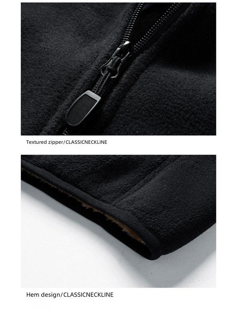 Men's Polar Fleece Stand Collar Vest - Thick, Warm, Plus Size, Spring/Autumn