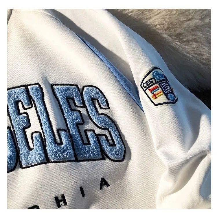 Men's Retro Embroidered V-Neck Sweatshirt - 2022 Spring Trend, Versatile, Loose-Fit Casual Jacket for Students & Couples