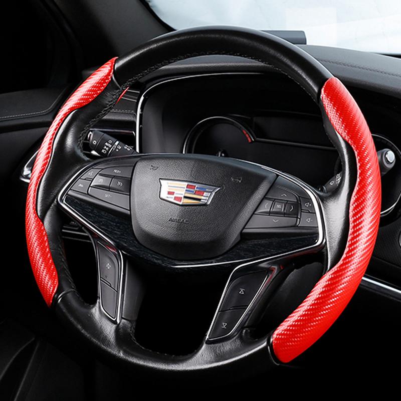 

Non-Slip Sport Car Steering Cover Fit 38cm/15inch Carbon Fiber Steering Wheel Booster Cover Universal Car червоний