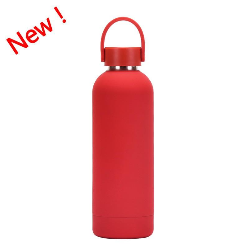 Double-Layer Stainless Steel Vacuum Insulated Travel Mug With Carrying Handle - 500ml Portable Outdoor Water Bottle