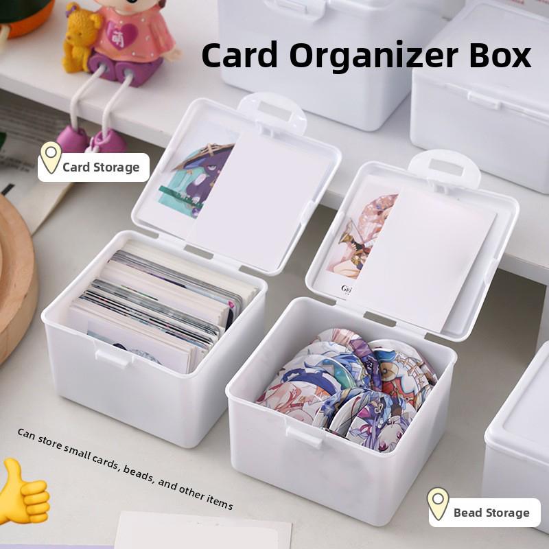 White & Transparent Desktop Storage Box Pos Collection Box Jewelry Container Id Card Organizer