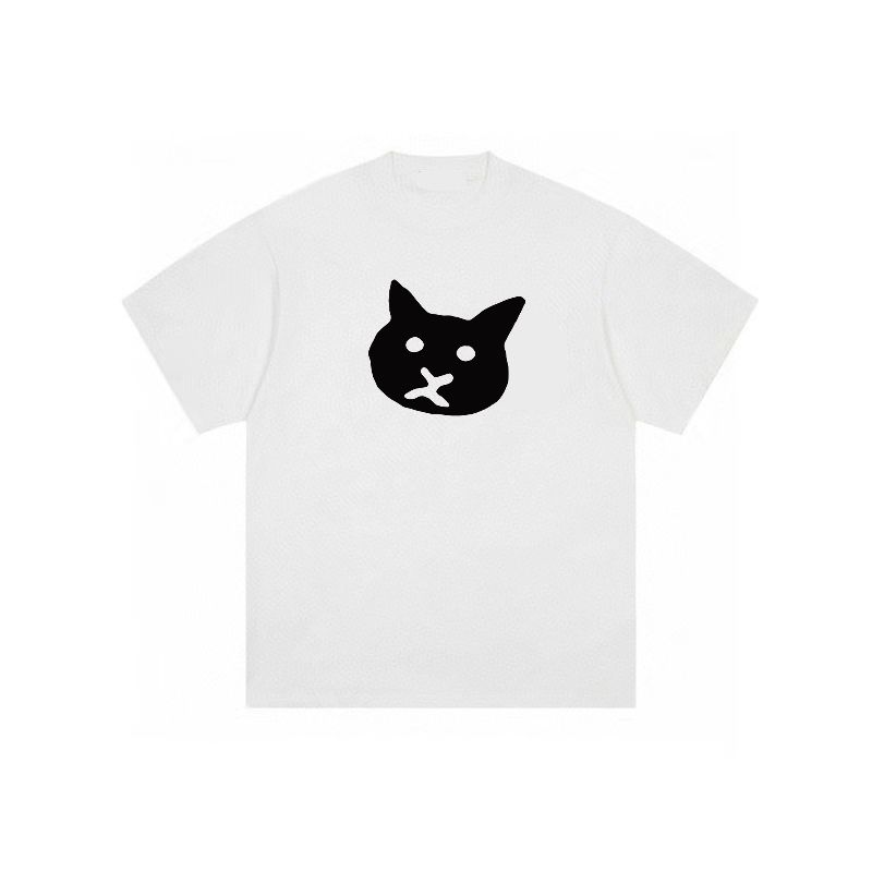 

New Summer Niche Cartoon Print High Quality Summer Men s Women s Fashion Loose Breathable Round Neck Short Sleeve Top S разноцветный