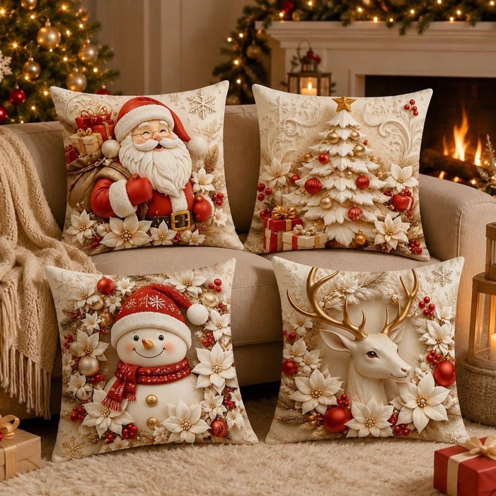 45x45cm Christmas Pillow Covers Detachable Soft Holiday Cushion Case  Sofa House Room