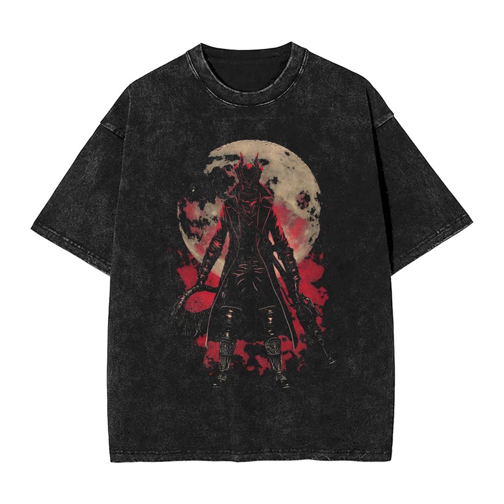 Hot Game Peripherals Bloodborne Darks Souls Graphic Print TShirt Streetwear Vintage Washed Cotton Top Oversized Summer New Tees