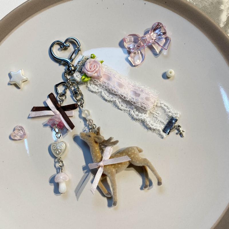 Versatile Portable Deer Keychain Handmade Phone Charms Korean Style Diy Bead Case