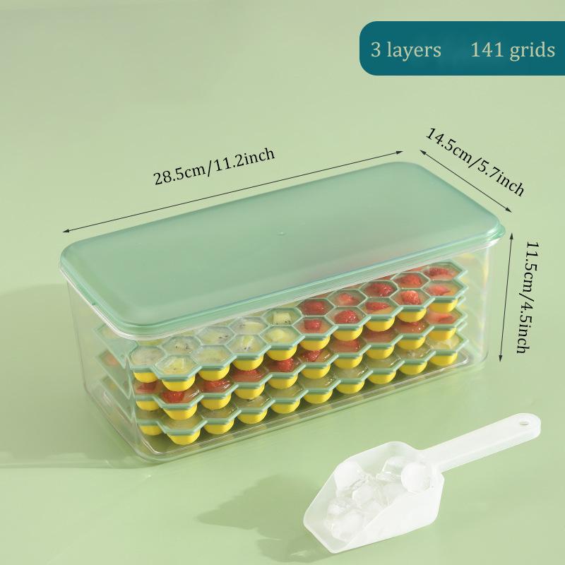 Vassoio per Cubetti di Ghiaccio Grande in Silicone con Scatola Portaoggetti - Congelamento Rapido con Elevata Capacità