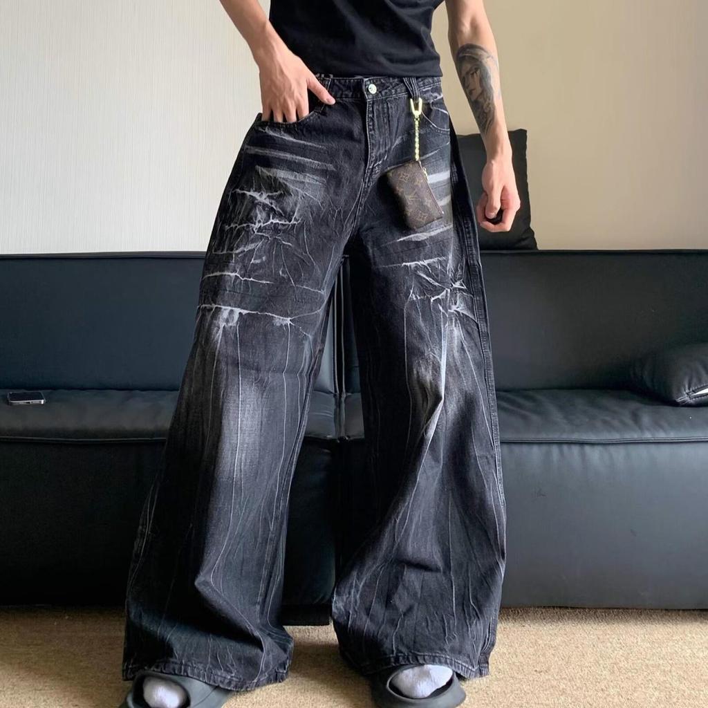 2024 Herren-Jeans im amerikanischen Stil, trendig, locker und gerade geschnitten