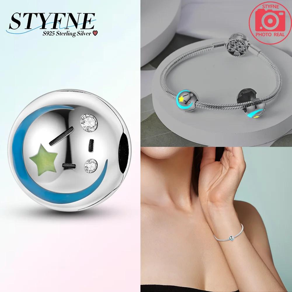 Exquisite Copper Colored Zircon Paving Star Moon Clip Charm Spacer Beads For Women'S Original Bracelet Jewelry Gift