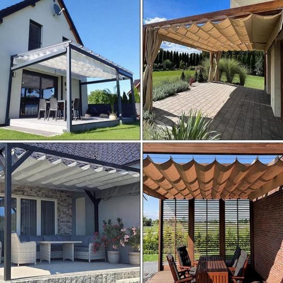 Retractable Sun Shade Sail, Sun Shade Canopy with Eyelets And Rope, Adjustable Shade Cover Sun Protection Waterproof Outdoor Awning for Garden Patio