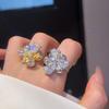 18k Gold-Plated Zirconia Water Drop Flower Ring, Simple Fashion Luxury Jewelry