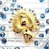 Irregular Banquet Clothes Metal Pin Vintage Glaze Badge Pin Lion Rhinestone Brooch  Female