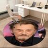 1pc Musician and actor Johnny Hallyday Round carpet Painted Printed circular carpet, home door mat, outdoor travel protection carpet