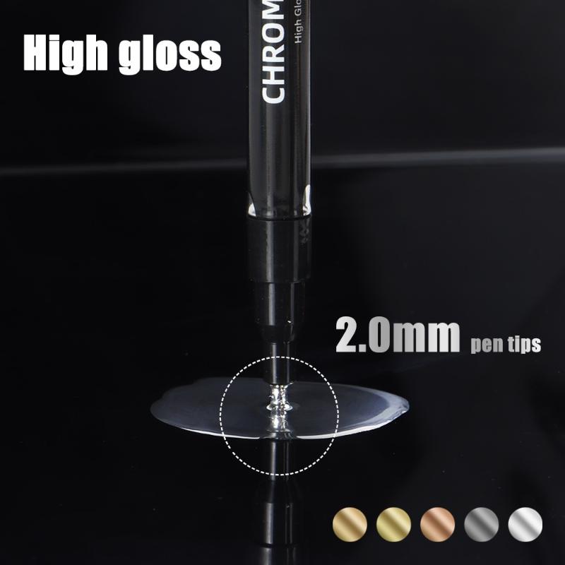 5 Pcs Chrome Mirror Marker Pen 2Mm Diy Reflective Paint Pens Permanent Gold Silver Copper Marker Model Painting Marking