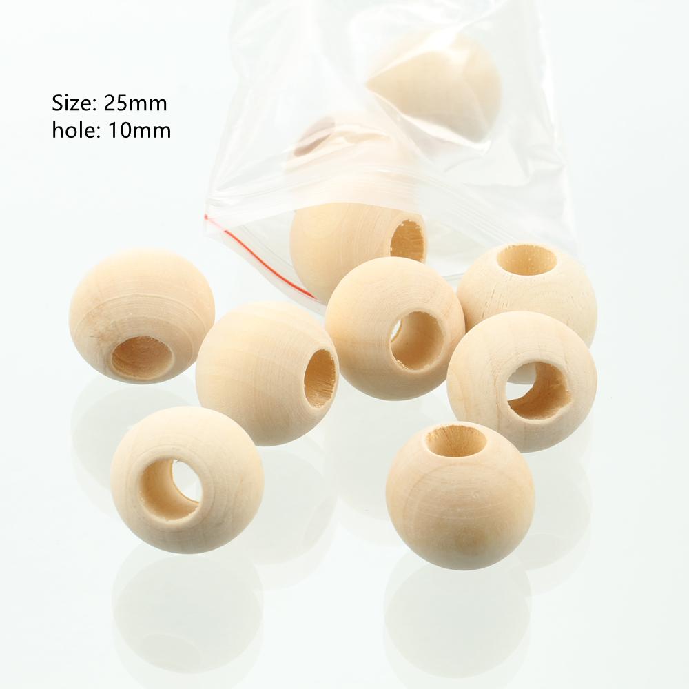 8mm 10mm 12mm 15mm 20mm-50mm Round Natural Wood Loose Big Hole Eco-friendly Beads for DIY Crafts Woodcraft Jewelry Bracelet Making Accessories