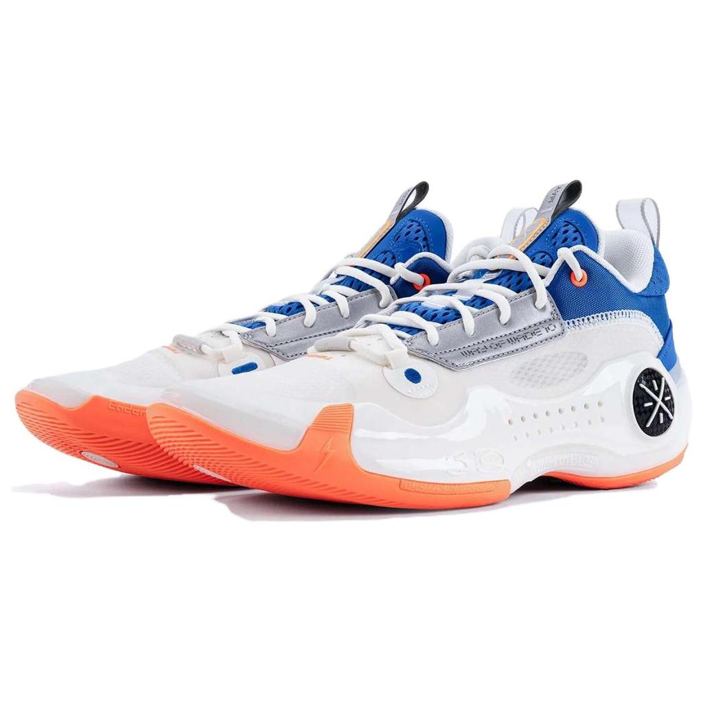 Li Ning WOW 10 TPU Antiscivolo Resistente all'Abrasione Scarpe da Basket Basse Uomo Bianco Blu Rosso ABAS083-39