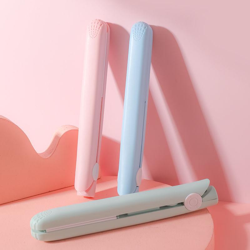 Mini Fast Heating Hair Straightener Colorful Plywood Bang Clip Dual-use for Curly and Straight Hair Portable Curling Iron