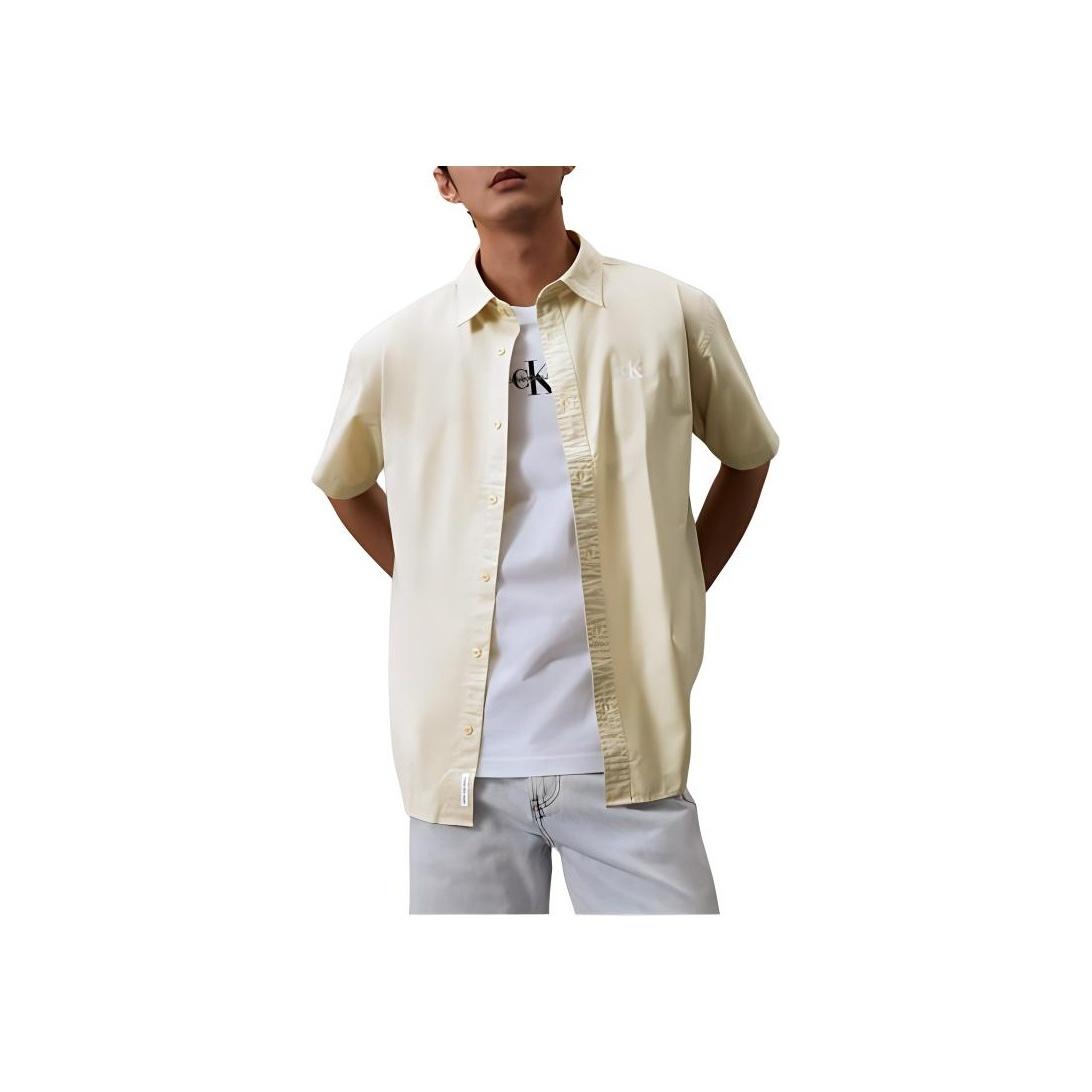 

Calvin Klein Casual Minimalist Embroidered Loose Short Sleeve Shirt Men shirts Mung-Bean-Yellow J325906-LFU M