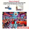 2D Vintage 1950s Diner Backdrop Rock & Roll Party Photo Background Cloth