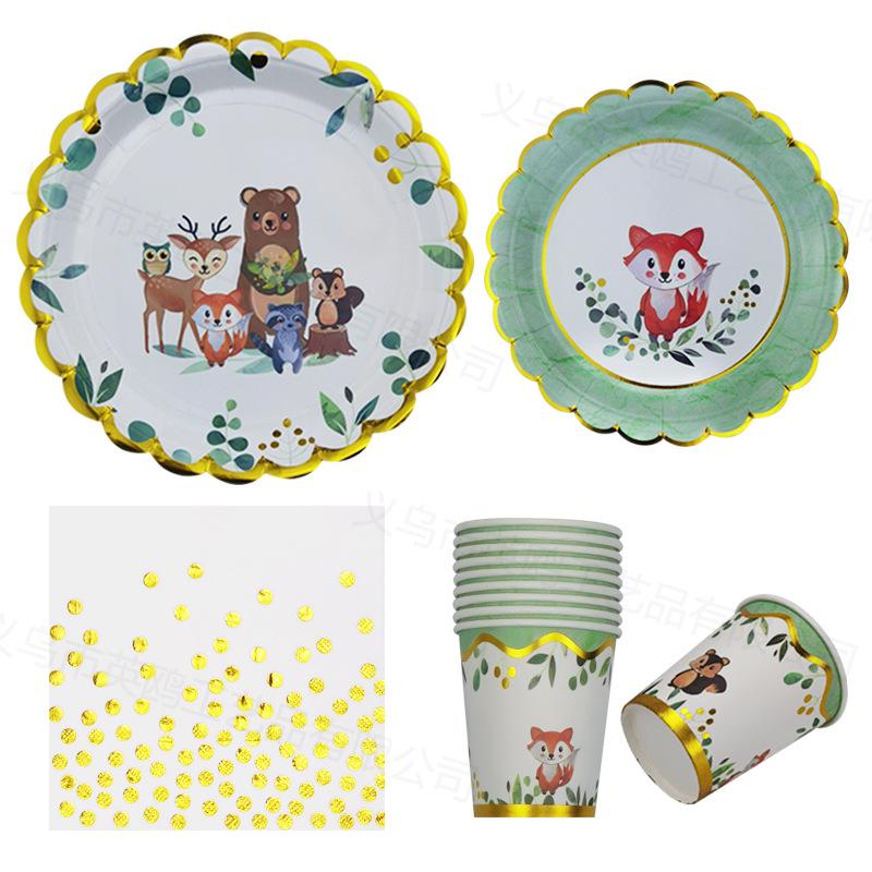 Farfurii de Hârtie cu Animale de Desene Animate pentru Petrecerea de Ziua de Naștere a Copiilor