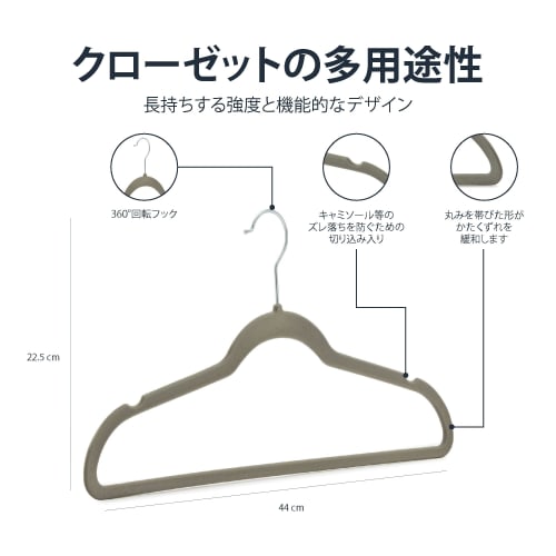 Basic Hangers, Set of 30, Non-Slip, Stiff, Velvet, Gray