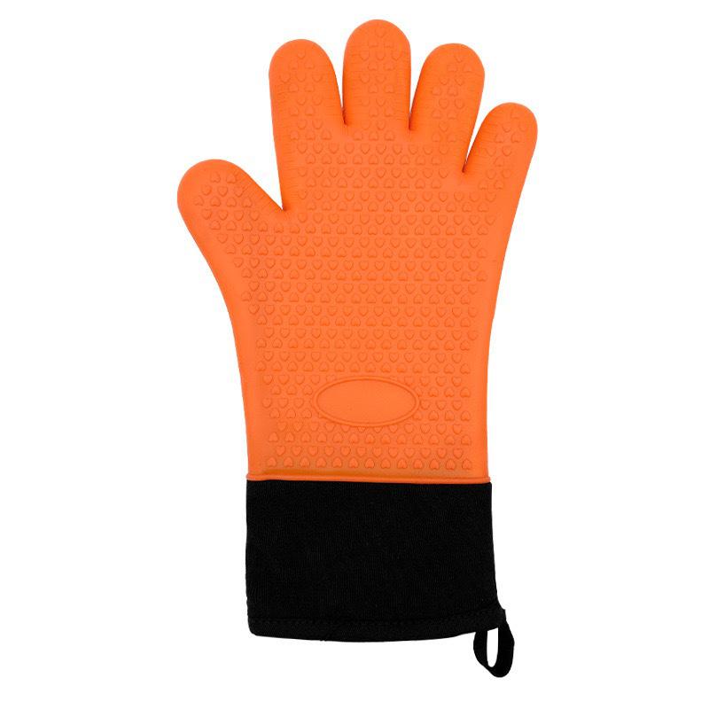 Heat-Resistant Silicone Oven Gloves - Anti-Scald, Waterproof, Flexible, Five-Finger Design for BBQ and Baking.