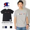 Champion Short Sleeve Classic Jock Tricolor Script Logo Oxford Size M Men's T-Shirt, Tag, Collar, Embroidery, Gray, (C3-H371)