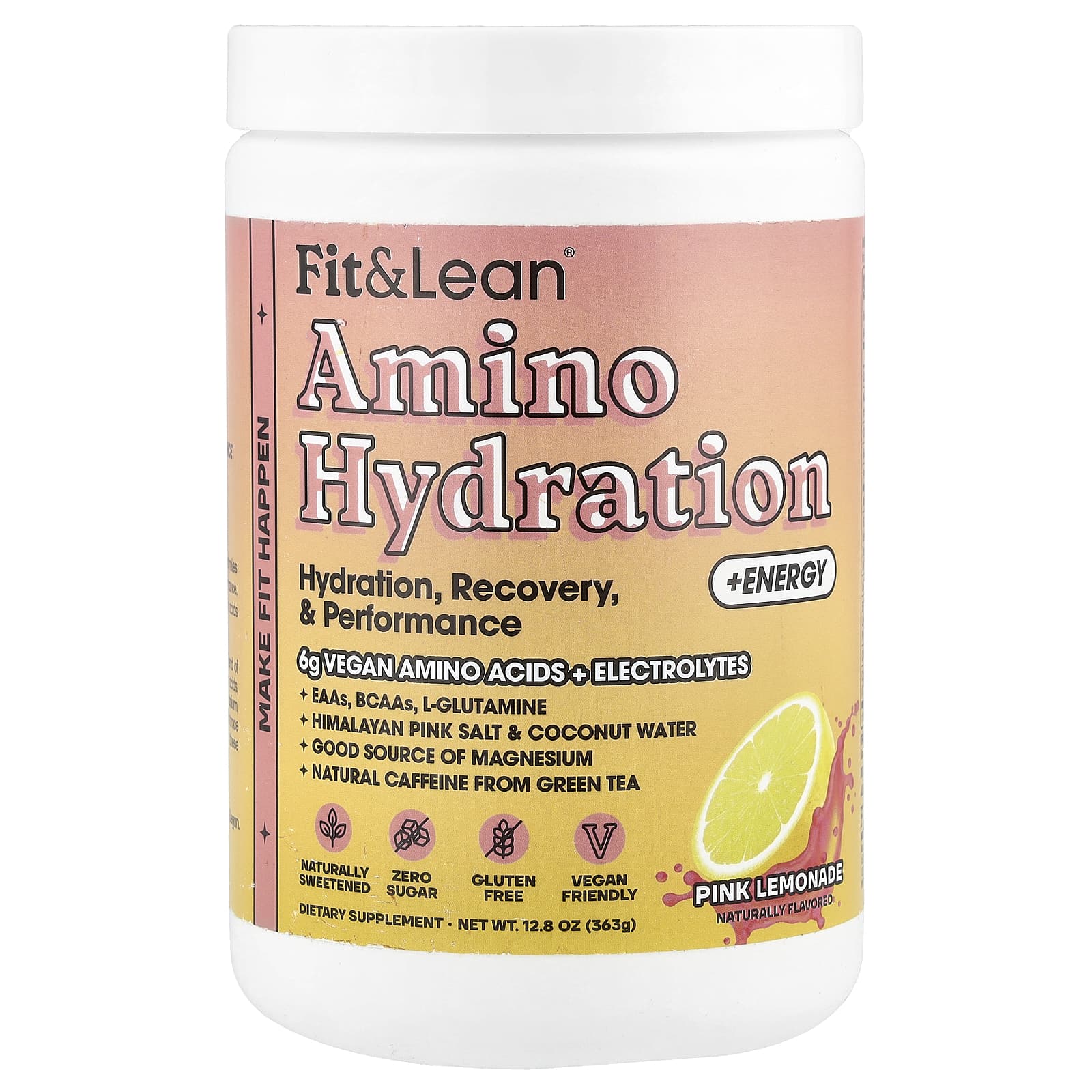 

Fit & Lean, Amino Hydration + Energy, Pink Lemonade, 12.8 oz (363 g)