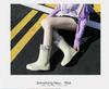 Women's Mid-Calf Fashion Waterproof Rain Boots, Thick-Soled Non-Slip, Wear-Resistant, Plus Velvet for Warmth